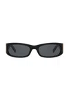 Saint Laurent Cassandre Rectangular Sunglasses In Black