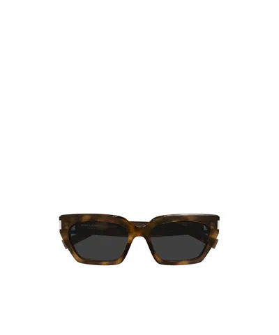 Saint Laurent Rectangular Sunglasses In Brown