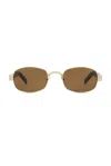 Saint Laurent Rectangular Sunglasses In Gold  Black  & Brown