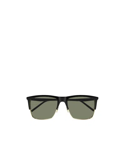 Saint Laurent Rectangular Sunglasses In Green