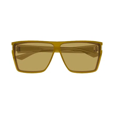 Pre-owned Saint Laurent Rectangular Sunglasses 'shiny Transparent Ocra' | Green | Women's Size Onesize