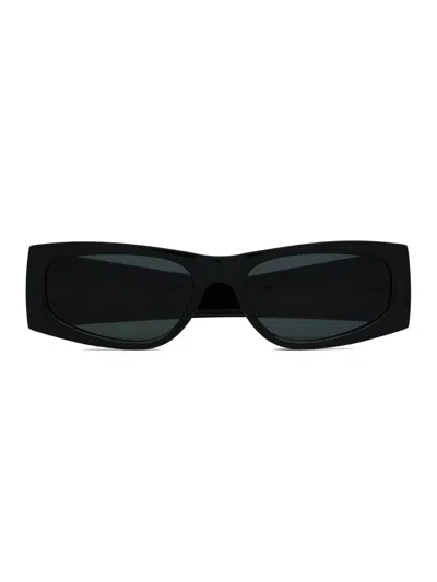 Saint Laurent Rectangular Sunglasses With Thick Acetate Frames In Black