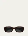 Saint Laurent Recycled Acetate Rectangular Sunglasses In Havana