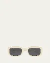 Saint Laurent Recycled Acetate Rectangular Sunglasses In Ivory