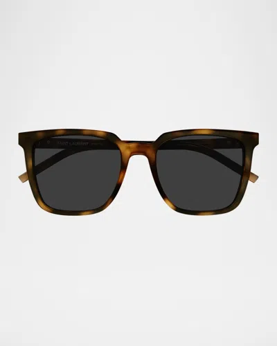 Saint Laurent Recycled Acetate Square Sunglasses In Brown