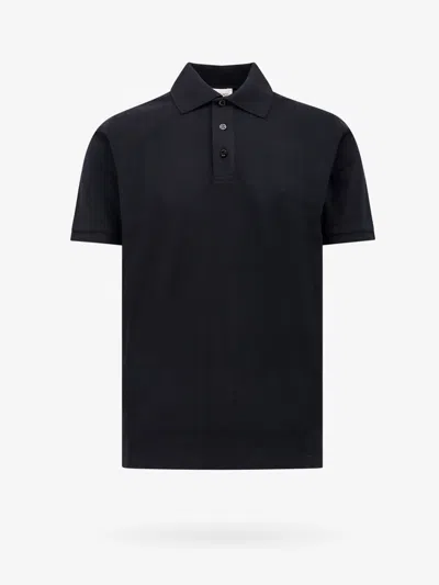Saint Laurent Recycled Fabric Polo Shirt With Embroidered Monogram In Black