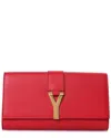 Saint Laurent Red Calfskin Classic Ligne Clutch (authentic Pre-loved) In Red