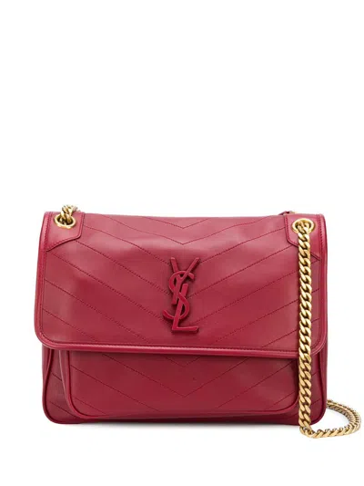 Saint Laurent Red Calfskin Shoulder Handbag For Women