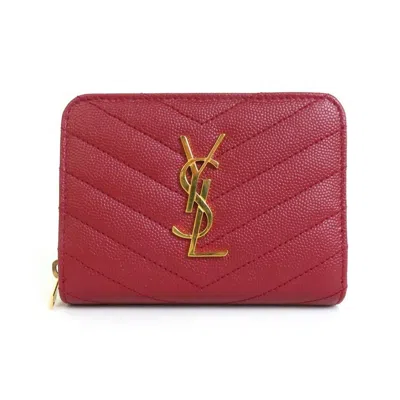 Pre-owned Saint Laurent Red Color Leather Wallet (bi-fold) ()