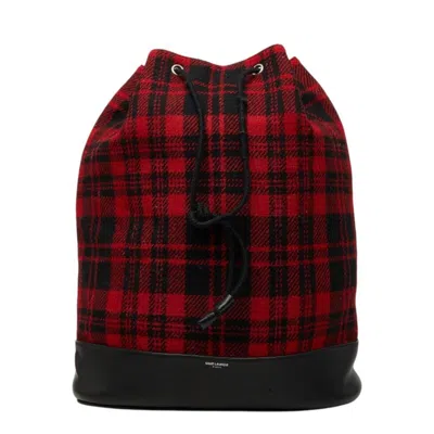 Pre-owned Saint Laurent Red Color Leather Wool Backpack ()