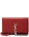 Saint Laurent Red Croc-embossed Leather Monogram Kate Tassel Chain Wallet  (authentic Pre-loved)
