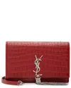 Saint Laurent Red Croc-embossed Leather Monogram Kate Tassel Chain Wallet  (authentic Pre-loved) In Brown