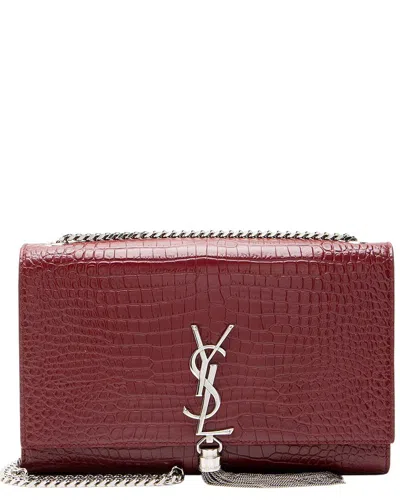 Saint Laurent Red Croc-embossed Leather Monogram Kate Tassel Medium Shoulder  Bag (authentic Pre-lov