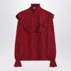 Saint Laurent Red Damask Silk Shirt In Red