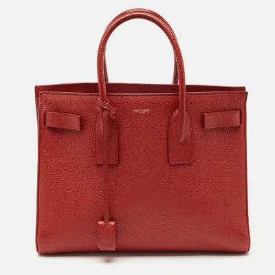 Pre-owned Saint Laurent Red Grained Leather Large Classic Sac De Jour Tote
