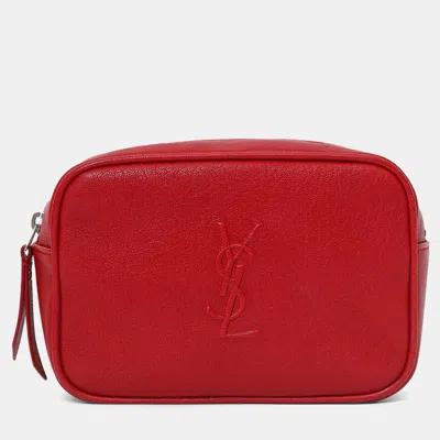 Pre-owned Saint Laurent Red Lambskin Monogram Lou Belt Bag