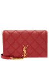 Saint Laurent Red Leather & Quilted Leather Becky Chain Wallet (authentic Pre-  Loved) In Red