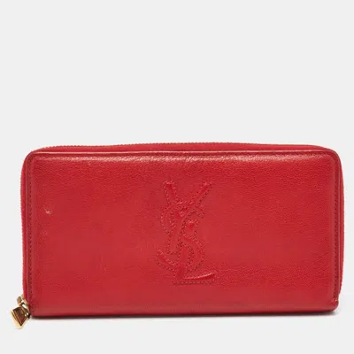 Pre-owned Saint Laurent Red Leather Belle De Jour Wallet
