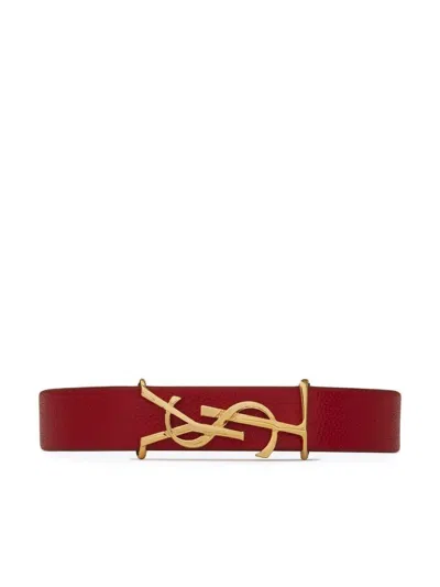 Saint Laurent Red Leather Bracelet For Women In White