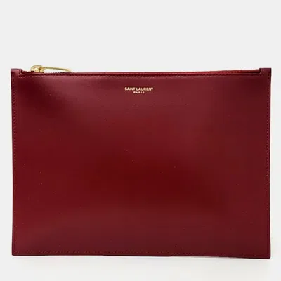 Pre-owned Saint Laurent Red Leather Clutch