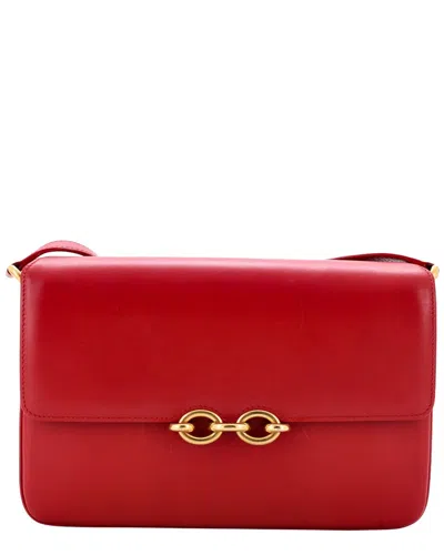 Pre-owned Saint Laurent Red Leather Le Maillon Shoulder Bag Medium (authentic Pre-loved)