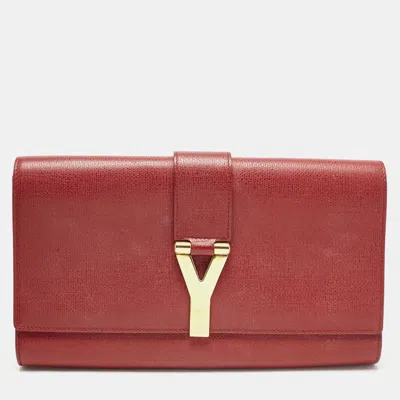 Pre-owned Saint Laurent Red Leather Ligne Y Clutch