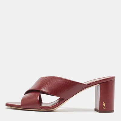 Pre-owned Saint Laurent Red Leather Loulou Slide Sandals Size 41