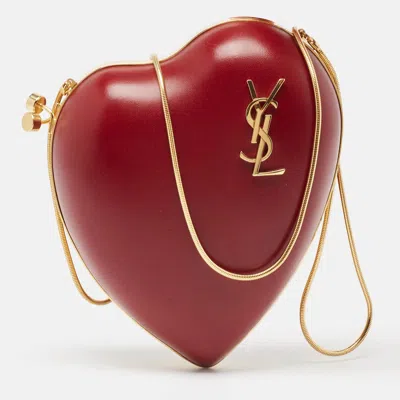 Pre-owned Saint Laurent Red Leather Love Box Chain Bag