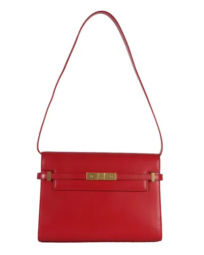 Pre-owned Saint Laurent Red Leather Medium Manhat Shoulder (authentic Pre-loved)