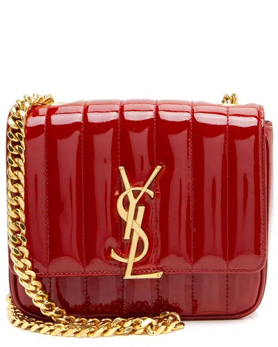 Saint Laurent Red Leather Monogram Vicky Small Shoulder Bag (authentic Pre-loved)
