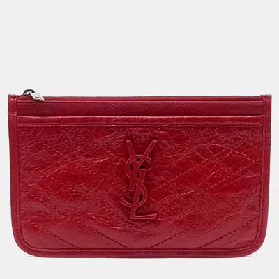 Pre-owned Saint Laurent Red Leather Niki Ville Pouch