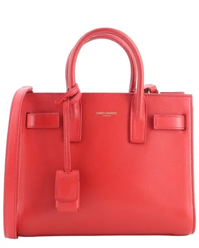 Pre-owned Saint Laurent Red Leather Sac De Jour Bag Nano (authentic Pre-loved)