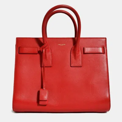Pre-owned Saint Laurent Red Leather Small Sac De Jour With Strap