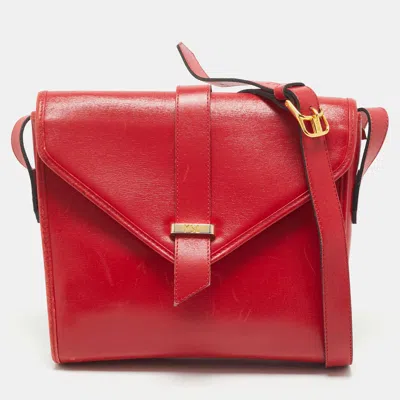 Pre-owned Saint Laurent Red Leather Vintage Flap Crossbody Bag