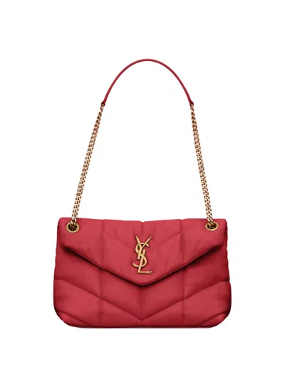 SAINT LAURENT RED LOULOU SMALL SHOULDER BAG