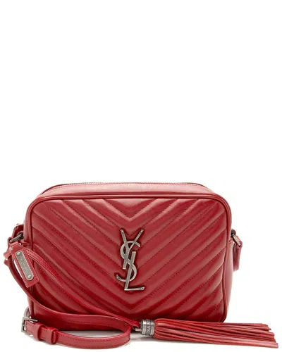 Saint Laurent Red Matelasse Calfskin Monogram Lou Camera Bag (authentic Pre-  Loved)