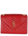 Saint Laurent Red Matelasse Leather Monogram Medium Envelope Chain Bag  (authentic Pre-loved)
