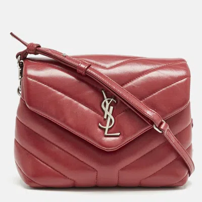 Pre-owned Saint Laurent Red Matelassé Leather Toy Loulou Crossbody Bag