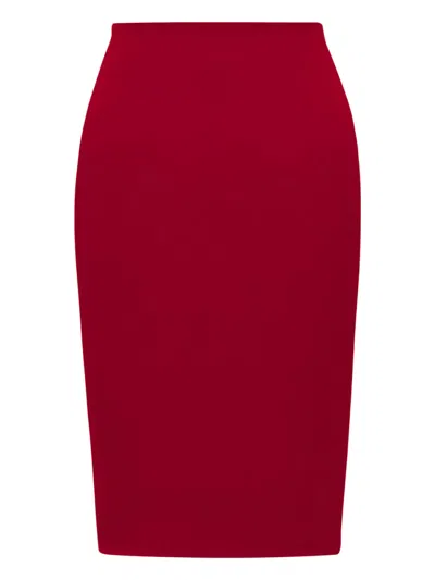 SAINT LAURENT RED MID-RISE PENCIL SKIRT