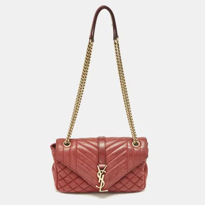 Pre-owned Saint Laurent Red Mix Matelasse Leather Medium College Flap Bag