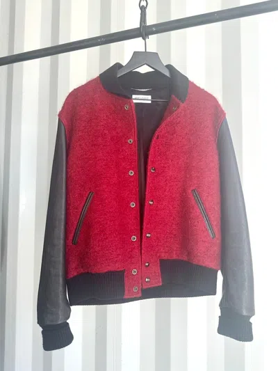 Pre-owned Saint Laurent Red Mohair Teddy Bomber Jacket