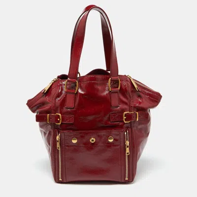 Pre-owned Saint Laurent Red Patent Leather Downtown Tote