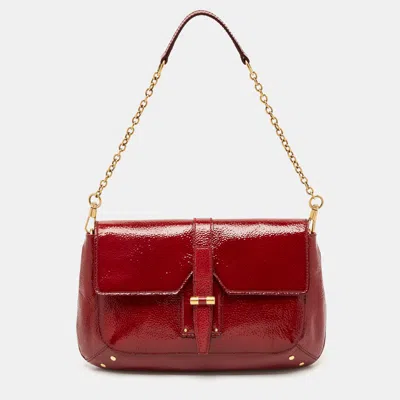 Pre-owned Saint Laurent Red Patent Leather Emma Chain Shoulder Bag