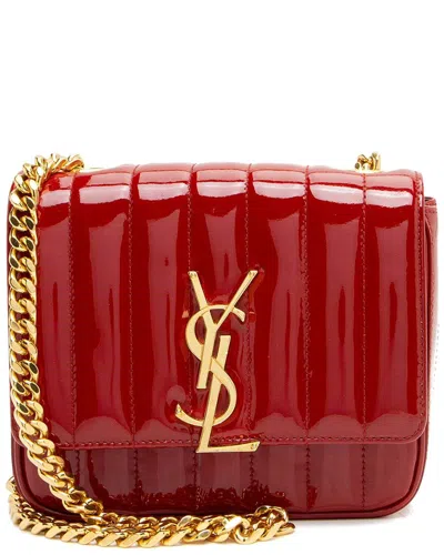 Saint Laurent Red Patent Leather Monogram Vicky Small Shoulder Bag (authentic  Pre-loved)