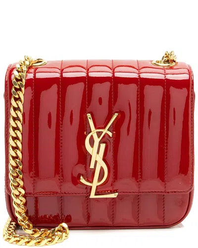 Saint Laurent Red Patent Leather Monogram Vicky Small Shoulder Bag (authentic  Pre-loved)