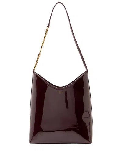 Pre-owned Saint Laurent Red Patent Leather Rendez-vouz Medium Hobo Bag (authentic Pre-  Loved)