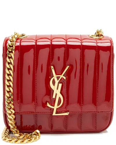 SAINT LAURENT SAINT LAURENT RED PATENT LEATHER VICKY SMALL SHOULDER BAG (AUTHENTIC PRE-LOVED)