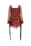 Saint Laurent Women's Robe Mousseline Fleur Gisele | Size 36 | 680641y3e161052 In Red