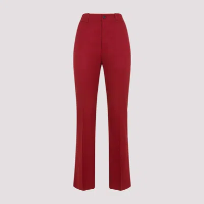 SAINT LAURENT RED ROUGE COTTON PANTS