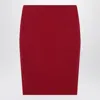 Saint Laurent Mid-rise Pencil Skirt In Satin In Burgundy